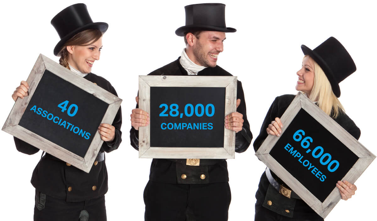 Key figures ESCHFOE Chimney sweeps hold a board with key figures in their hands